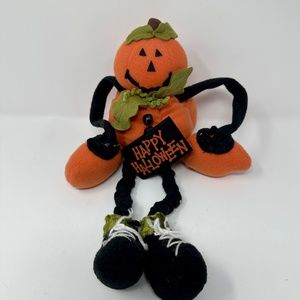 Happy Halloween Plush Jack-o-lantern decor weighted hands